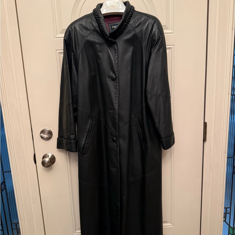 Wilsons Leather Black Trench Coat
